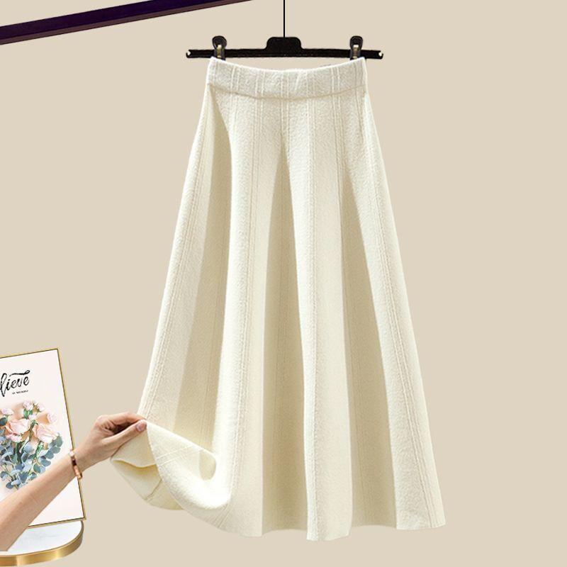 Весенний костюм женский 2 новых большого размера носить темперамент вязаный свитер юбка Маillard носить полный комплект