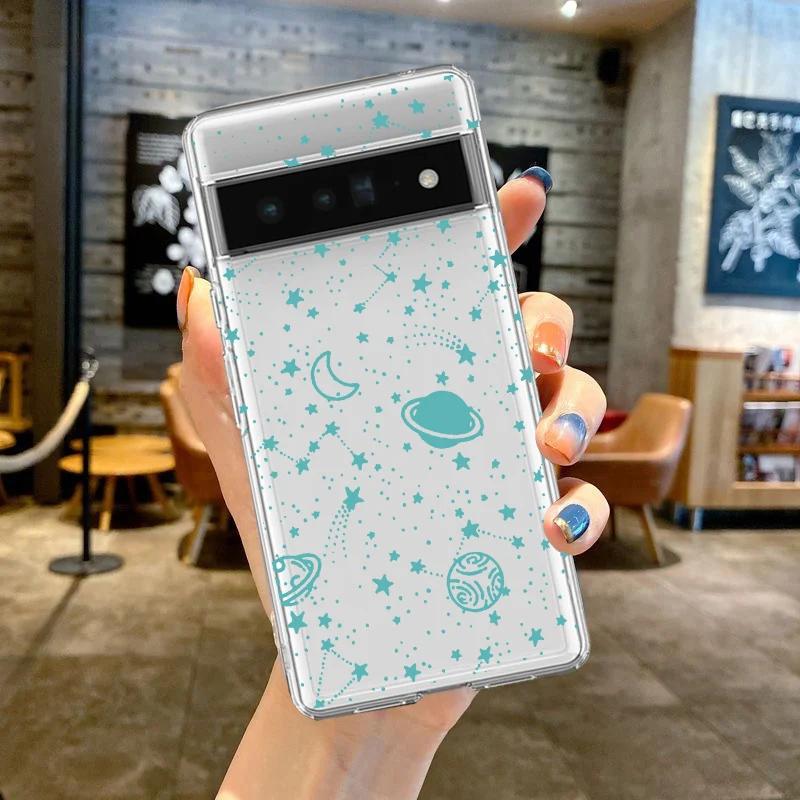 Чехол для телефона Космическая Планета Звезда Вселенная Для Google Pixel 9 Pro XL 7A 6 6A 7 8 Pro INS Корейский Мультфильм Прозрачная Задняя Крышка Fundas