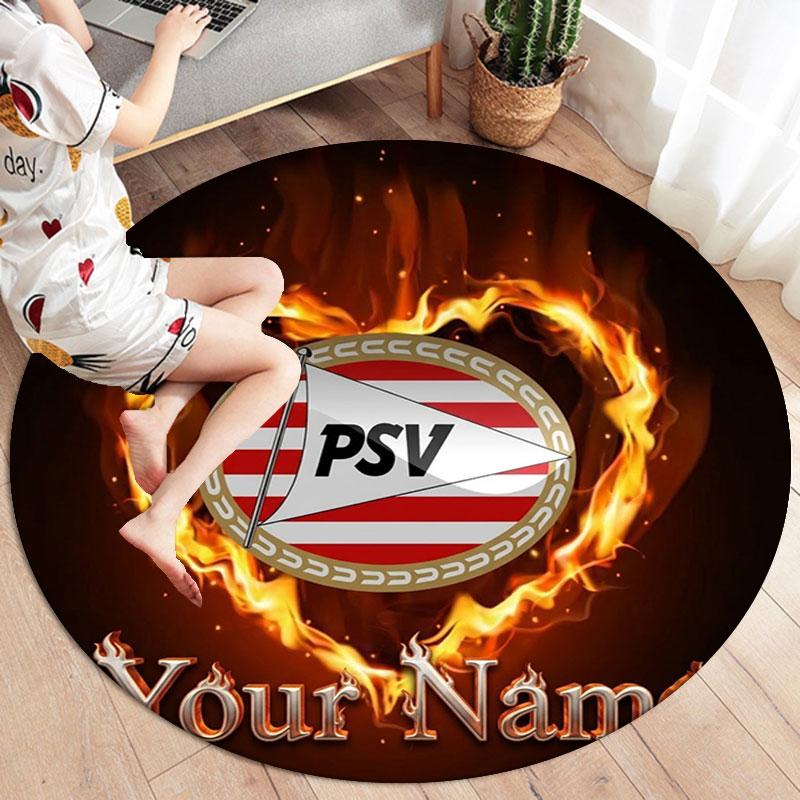 Philips Sport Vereniging Custom Name Round Area Rug,Carpet Rug for Living Room Bedroom Sofa Playroom Decor,Non-slip Floor Mat