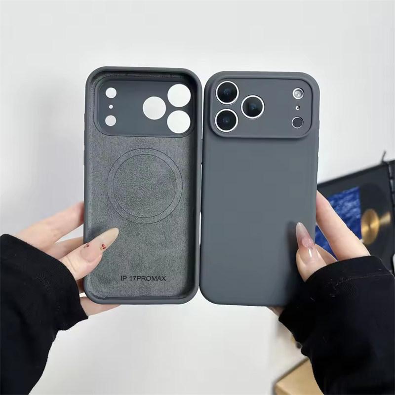Жидкий силиконовый магнитный чехол для iPhone 17 Air 16 15 14 Plus 13 12 Pro Max для защиты камеры Матовая крышка