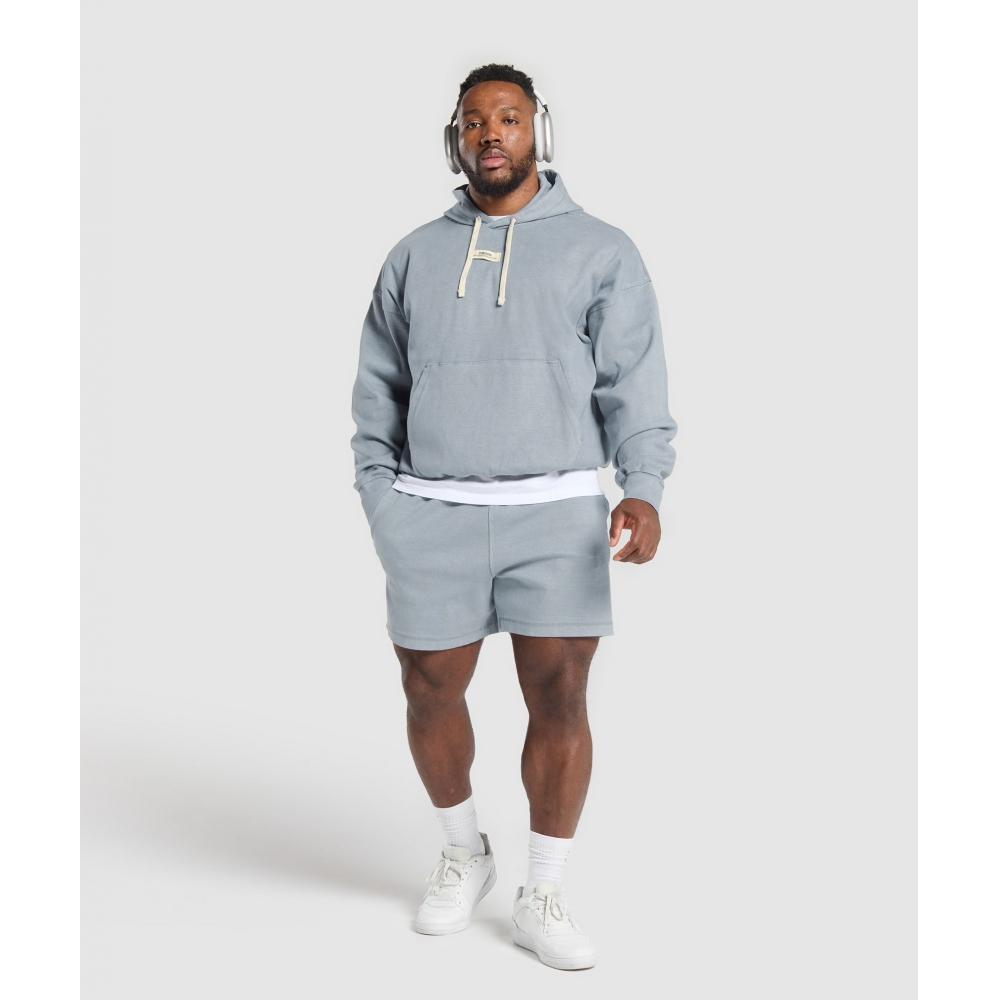 Gymshark Heavyweight Rib Hoodie Denim Grey A1b5n Uc32