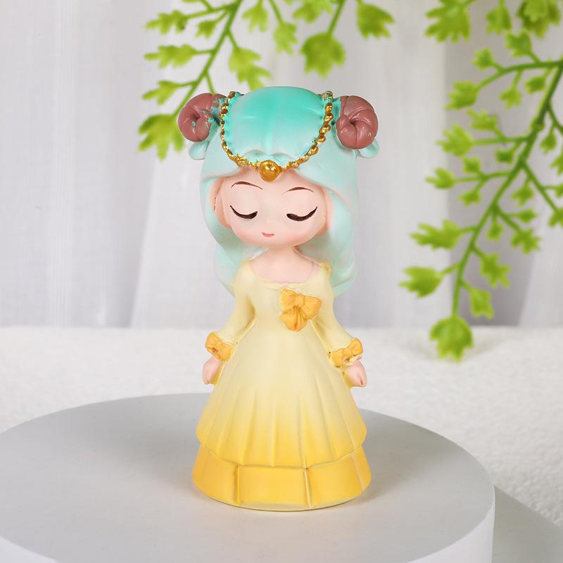 Fashionable Zodiac Ornaments: Hand-Painted Resin Figurines for Girls' Bedrooms