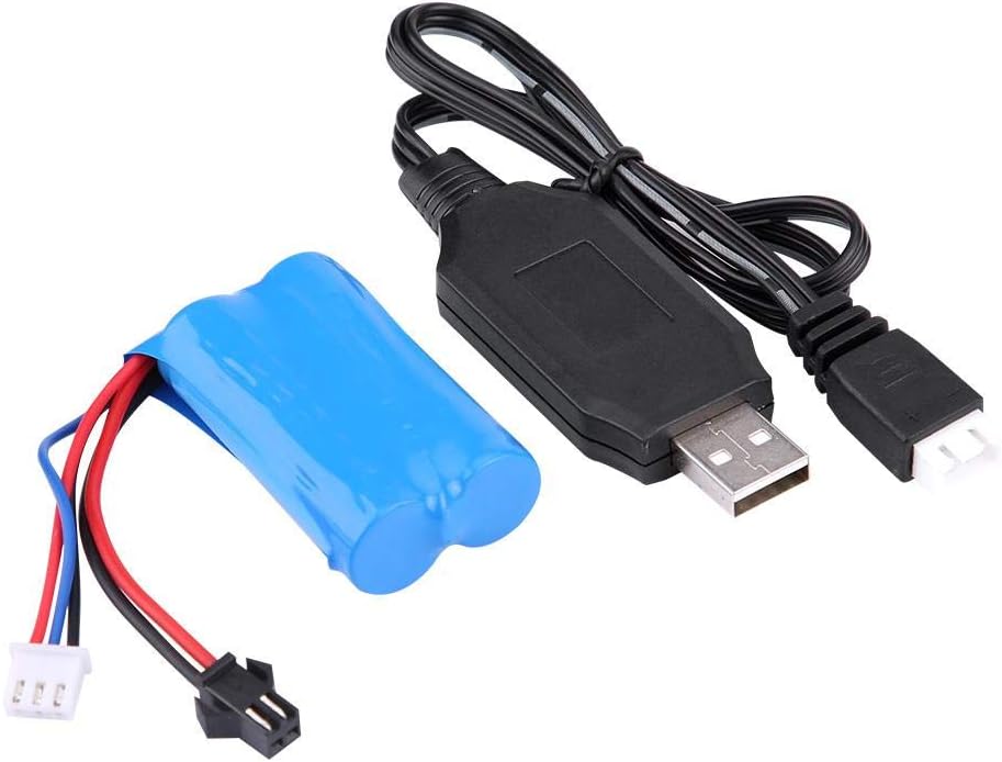 Lipo Battery 1500mAh 7.4V 2S with USB Charging Cable – Compatible with RC Toys U12A S033G Q1 H101 – SM-2P Connector – Long Duration