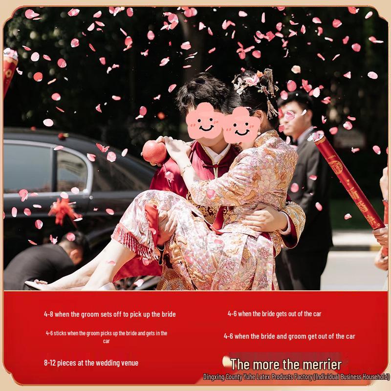 Wedding Petal Rain Confetti Cannon - Hand-Twisted Ribbon Spray for Wedding Photos