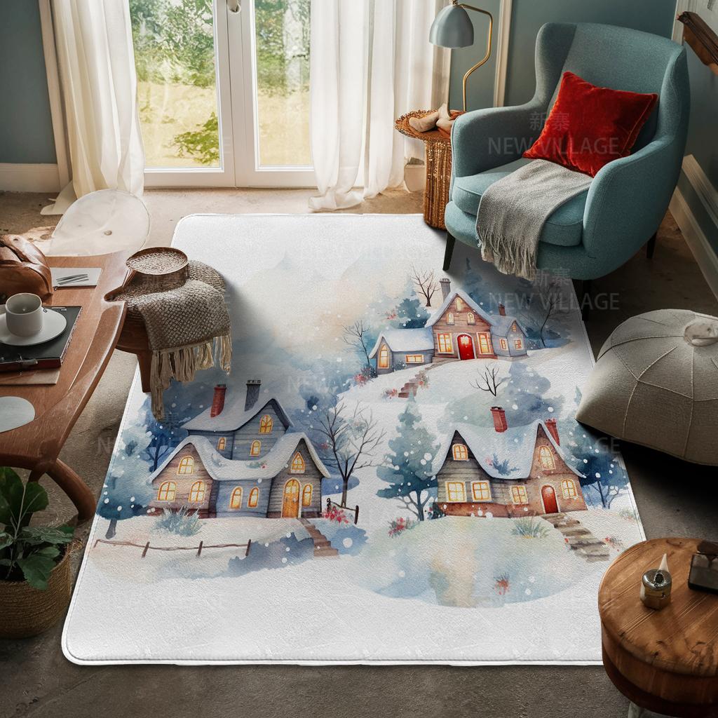 Ковер у входа в дом Домашний коврик у двери Гостиная Ванная Комната Ноги ванная комната Нескользящие коврики с водопоглощением для ванной Счастливого Рождества зима