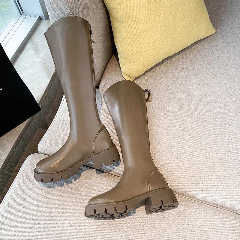 Fashion Round Toe Women's Rubber Boots Shoes Winter Footwear Sexy Thigh High Heels High Sexy Boots-Women Zipper Rain 2024 Stiletto Lolit
