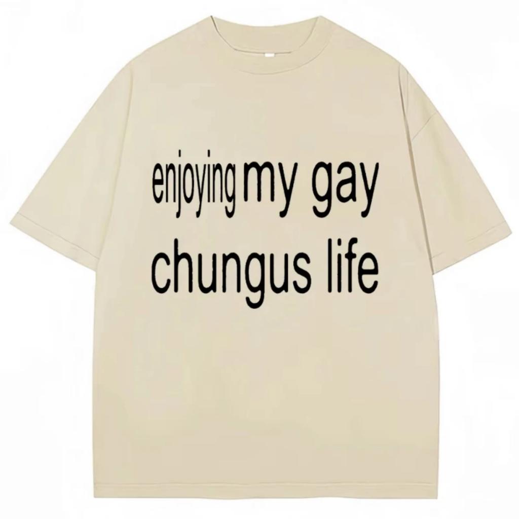 Смешная футболка Charli XCX Brat Наслаждайся моей гей-жизнью Chungus Мем Мужская Женская Футболка Оверсайз Модная Хлопковая Новинка Уличные Футболки