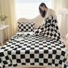 Плюшевое одеяло с шахматным узором, дышащее пушистое одеяло, клетчатое одеяло для всех сезонов, для дома, офиса, путешествий