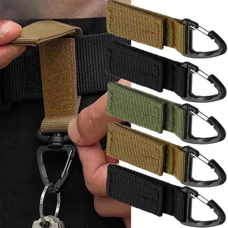 3pcs Tactical Hanging Buckle Nylon Molle Backpack Belt Buckle D-Shaped Outdoor Carabiner EDC Keychain Hook