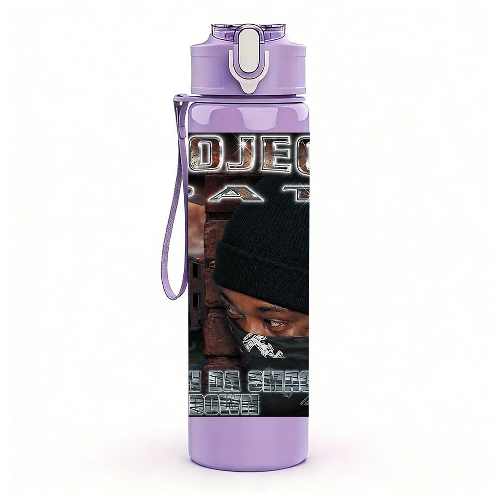 1PC Black Band Album 750ml sports water bottle leakproof straw lid outdoor office home