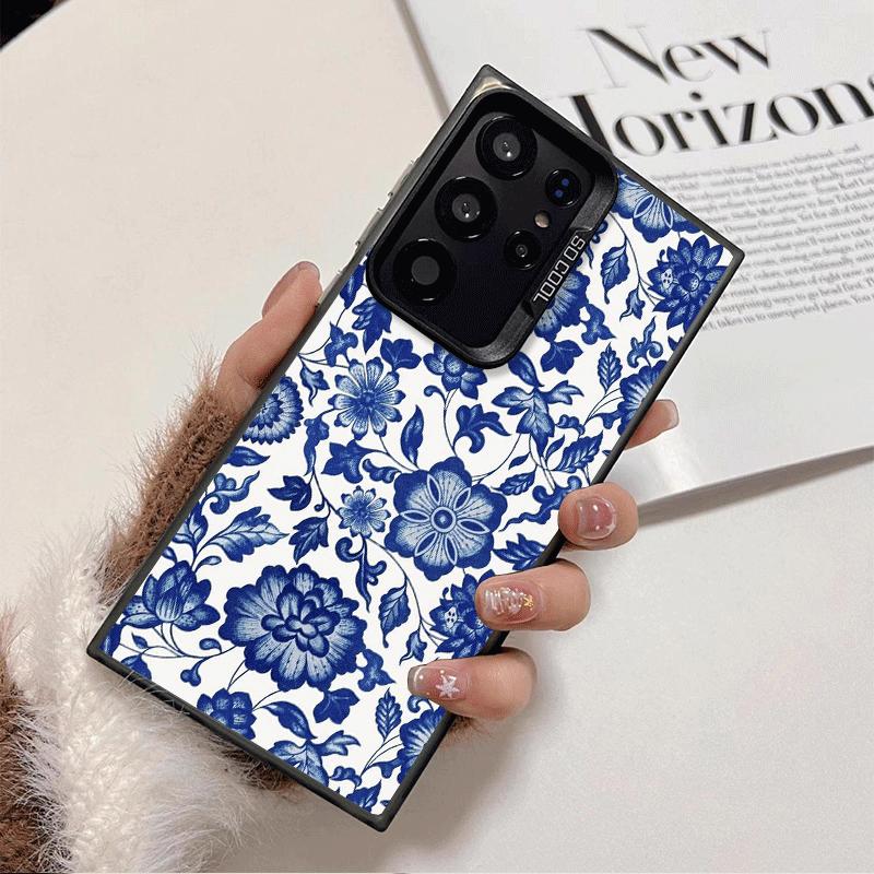 Ударопрочный чехол для телефона с узором из сине-белого фарфора для Samsung Galaxy S26 Edge S25 Ultra S24 FE S23 Plus S21 Защита от падения