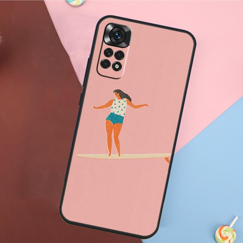 Чехол для Xiaomi Redmi Note 14 13 12 9 10 11 Pro 9S 10S 11S 12S Redmi 14C 10C 12C 13C с изображением доски для серфинга, серфинга, девушки-серфера