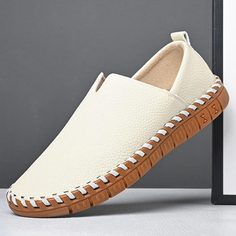 Fashion 2024 New Designer Cow Leather Shoes for Men Fashion Casual Solid Color Spring Autumn Hand Sewn Without Glue Loafers Shoe Male
