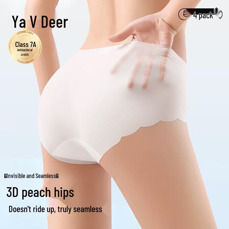 Yalu Women's Ice Silk Seamless Briefs 4-Pack