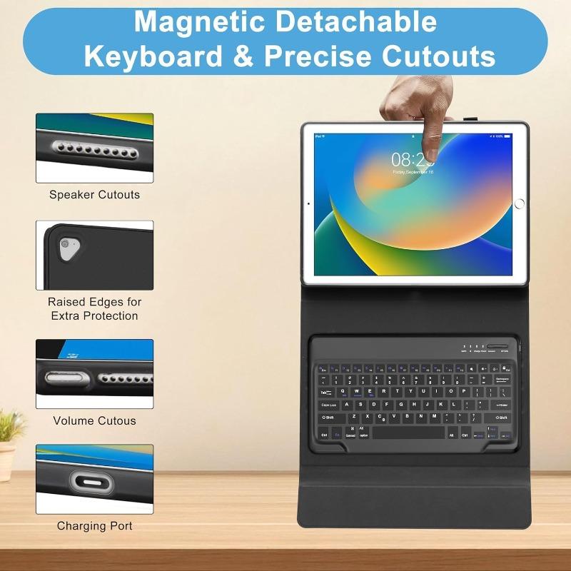 Keyboard Case For iPad Pro 12.9 1st/2nd Gen / A1584/A1652/A1670/A1671 Detachable Wireless Bluetooth Cover+Pencil Holder