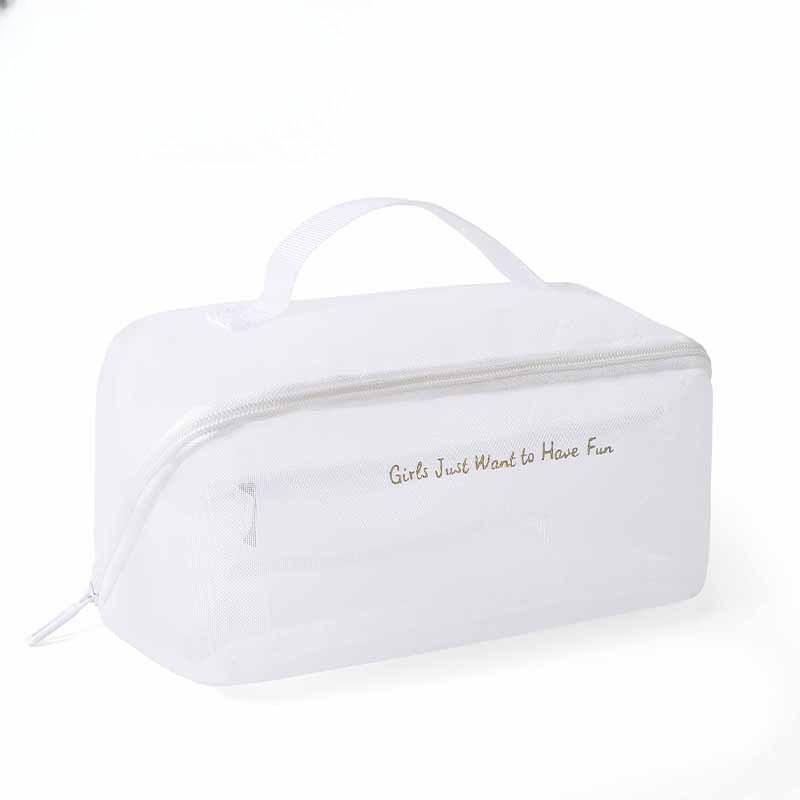 Mesh Transparent Storage Makeup Bag, Portable Cosmetics, Large Capacity Nylon Mesh Bag