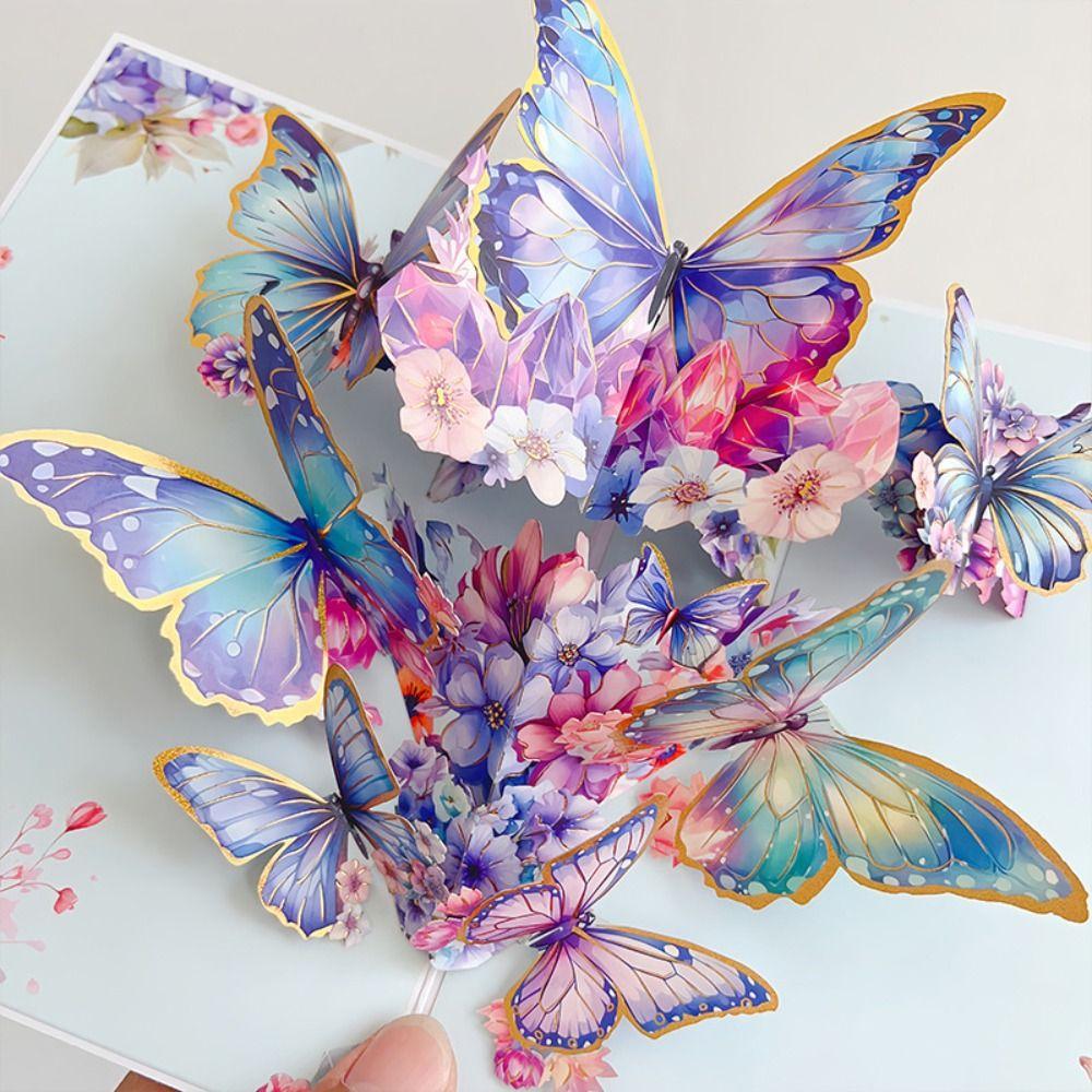 New 3D Pop up Card Best Wishes Ornament Post Card Butterfly Greeting Cards Birthday Gift