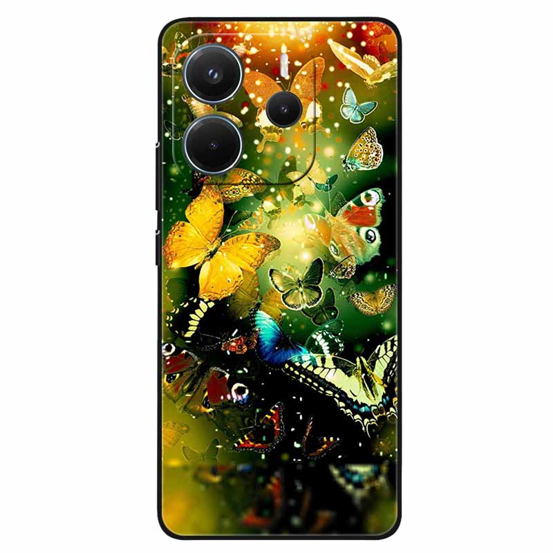 For Redmi Note 14 4G Case Marble Soft TPU Black Phone Cases for Xiaomi Redmi Note 14 5G Global Silicon Cover On Note14 2025 Capa