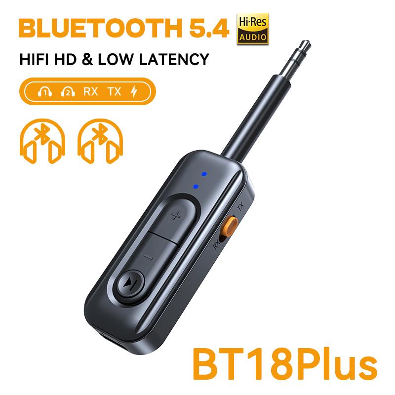 2 в 1 Bluetooth 5.4 аудио приемник передатчик многоточечный беспроводной адаптер с микрофоном 3,5 мм AUX стерео музыка для автомобиля самолет ТВ