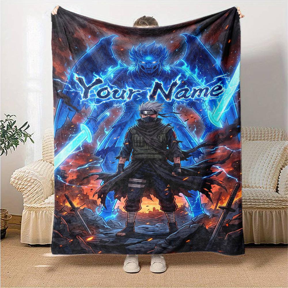 Naruto Character Personalized Name Blanket Throw Personalized Blanket Warmthful Decor for Office Livingroom Seaside Living Room for All Occasions