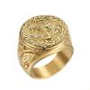 Ring New Hip Hop Finger Green Color Vacuum Electroplating Eagle Anchor Men's Ring