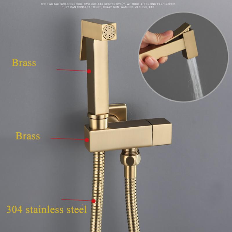 Латунный смеситель для биде Золотой ручной распылитель для биде Туалетный гигиенический душ Смесители для унитаза Однорычажный кран для холодной воды Самоочистка