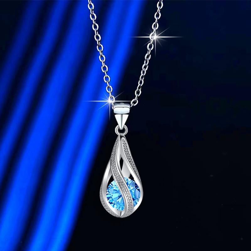 Элегантное вращающееся ожерелье в виде капли воды для женщин со сверкающими стразами