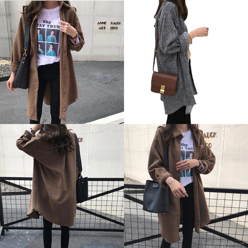 Corduroy Shirt For Women With Relaxed Bf Fit And Piping Design For Casual Autumn Wear