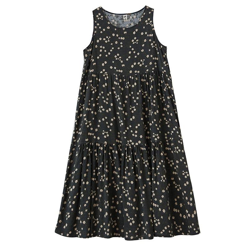 Без рукавов Плюс размер винтажные цветочные новые платья для женщин повседневное свободное длинное летнее платье