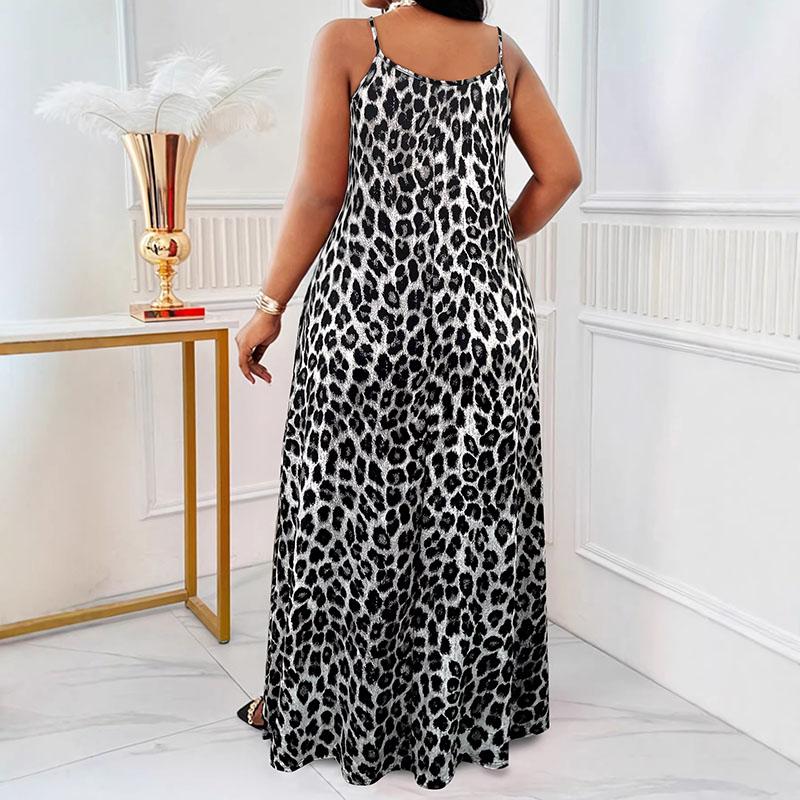Женское платье-топ большого размера с леопардовым принтом на тонких бретельках
