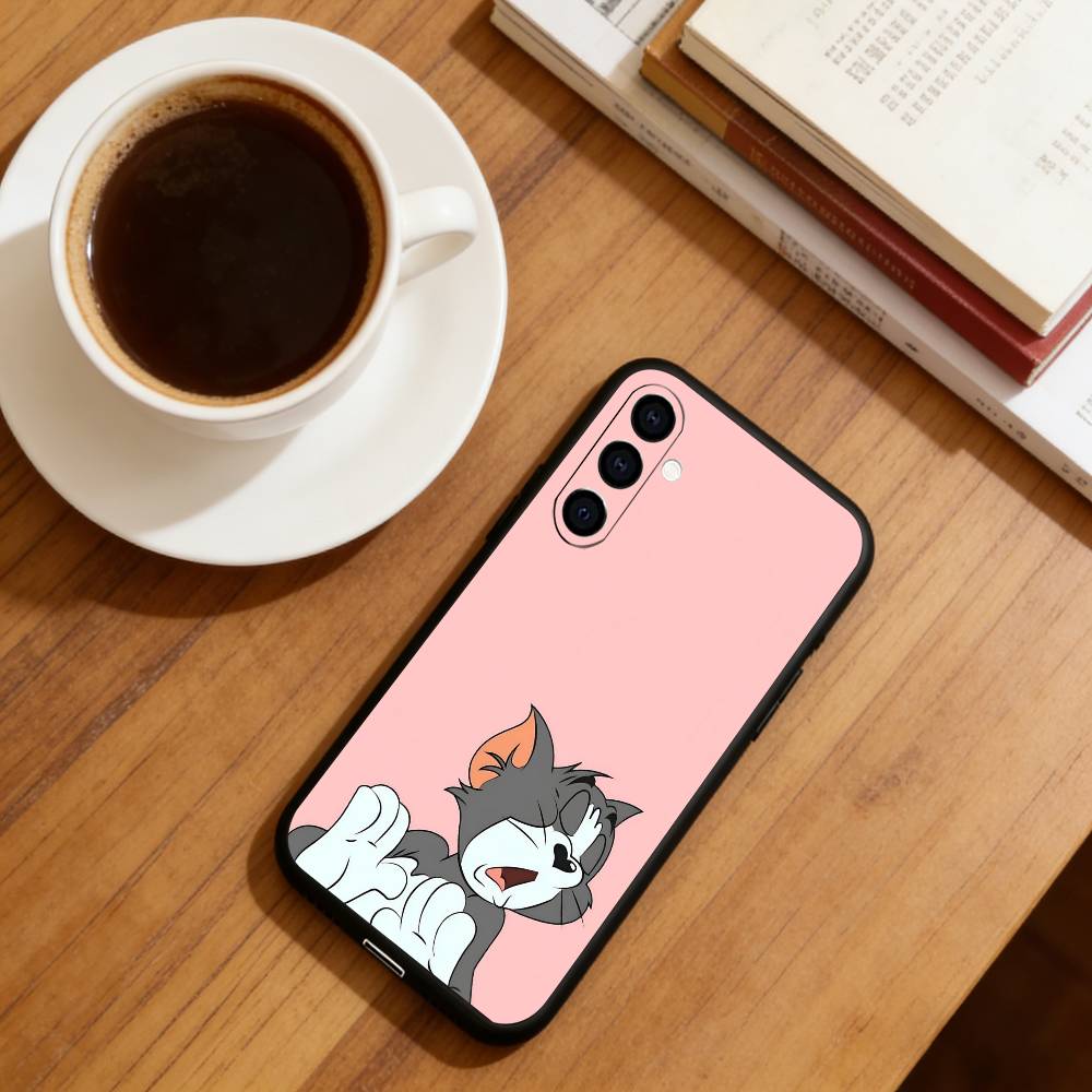 C-Cat anb mouse Phone Case For Samsung Galaxy A73,A72,A71,A70,A53,A52,A51,Others Soft Black Cover