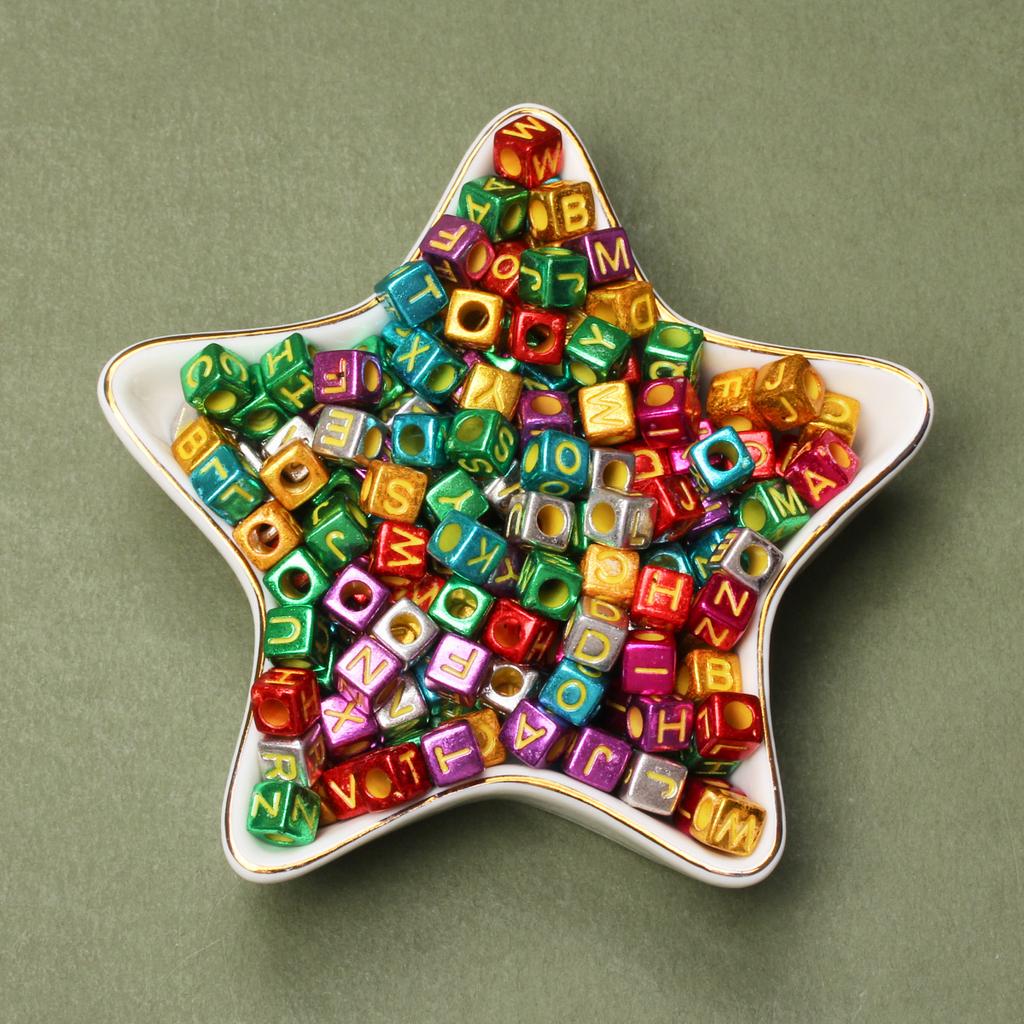 Мода 80 шт 6 мм Акриловый куб Материал Квадратная буква Сосновые бусины Ручной работы Браслет Изготовление ювелирных изделий Аксессуары DIY