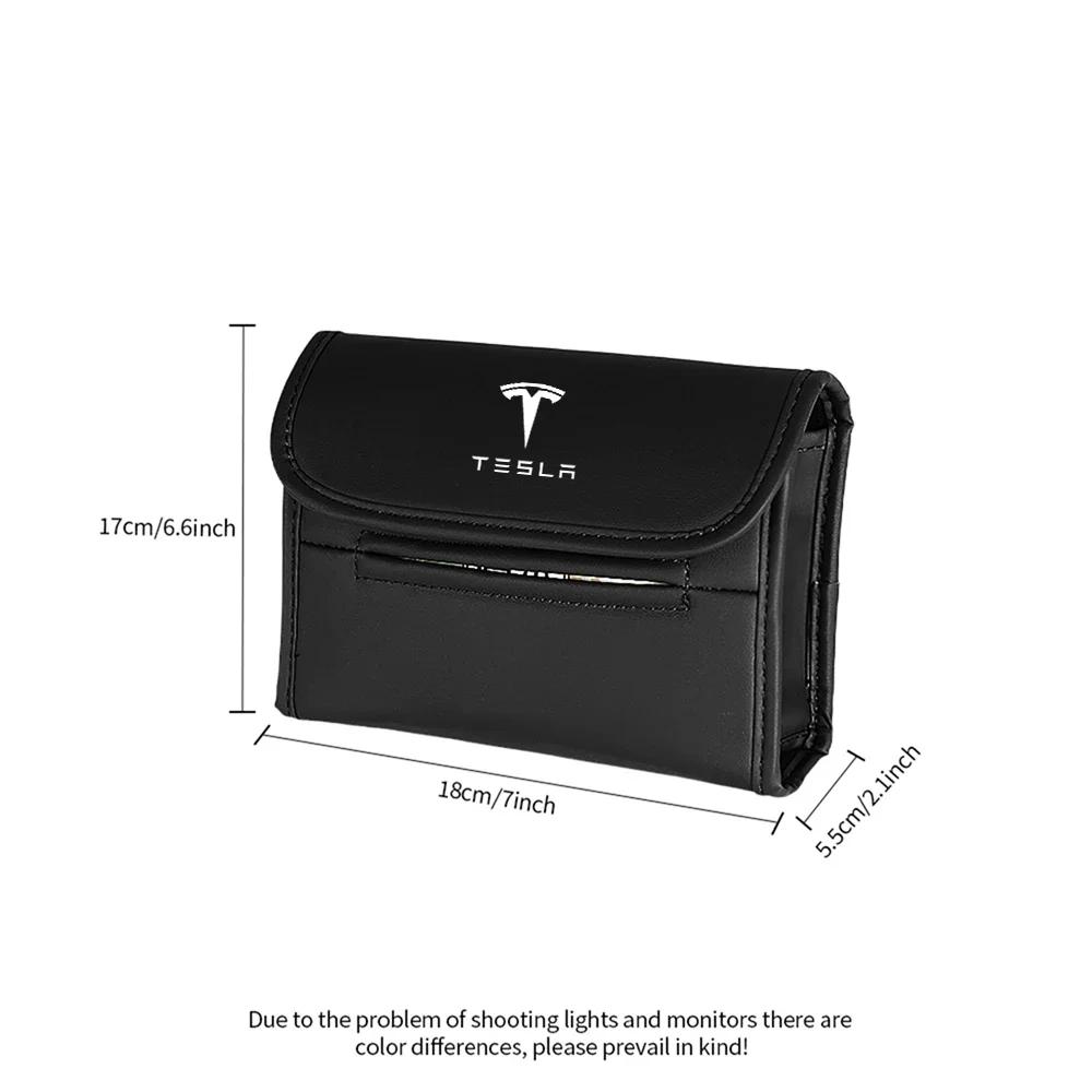 Car Sticker Tesla Car Tissue Box Holder Leather Napkin Box Car Back Seat Paper Towel Organizer With Fix Strap For Tesla Model 3