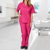 Униформа медсестры, медицинский костюм с v-образным вырезом, униформа для медсестер, салон спа, учреждение по уходу за домашними животными, рабочая одежда, однотонные топы с короткими рукавами, комплект брюк