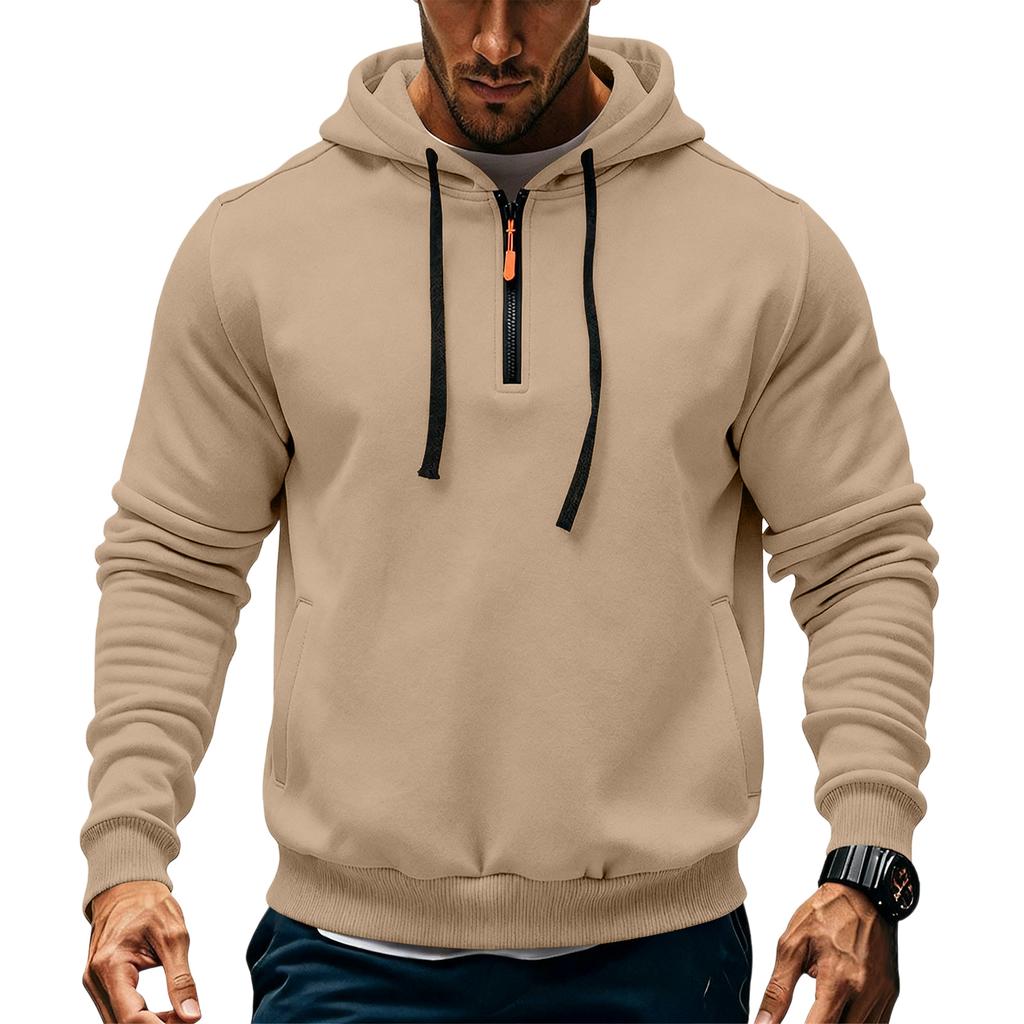 Men's Fleece Hoodie Casual Long Sleeve 1/4 Zipper Pullover Sweatshirts