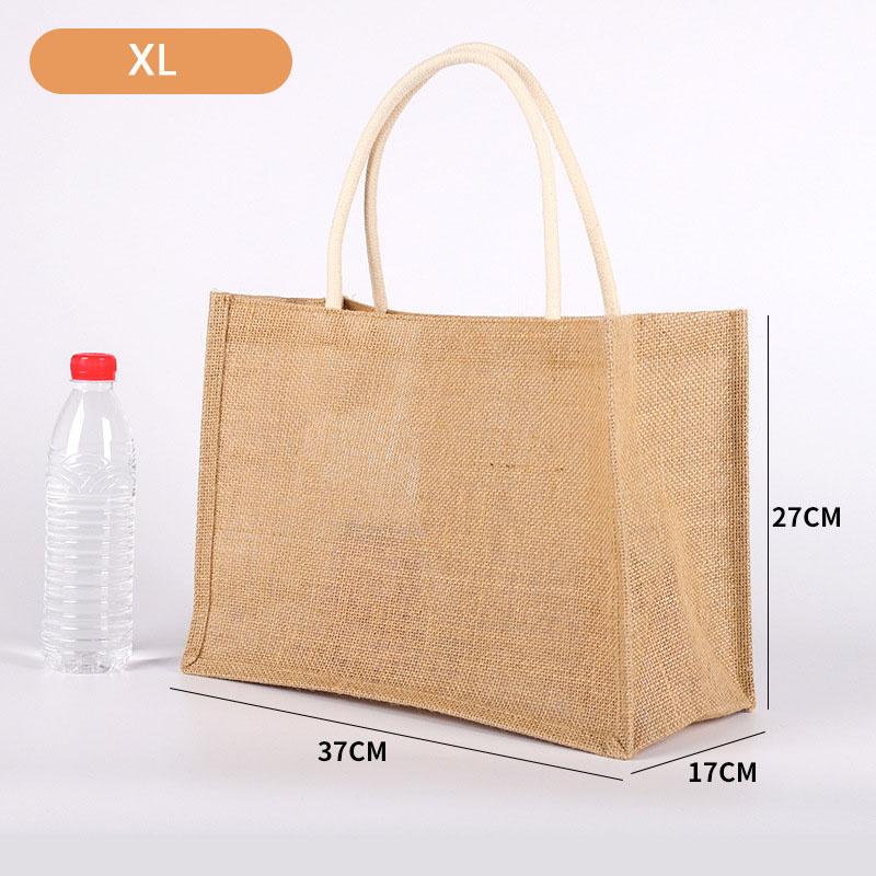 1PC Vintage Linen Tote DIY Beach Handbags Eco Friendly Shopping Bag Organizer Portable Large Capacity Handbag XS/S/M/L/XL
