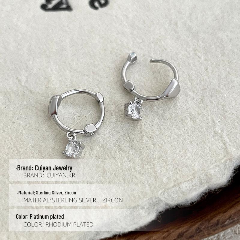 Серьги-подвески Cui Yan S925 из стерлингового серебра с фианитом в форме сердца, корейский дизайн для женщин - Милый нишевый дизайн