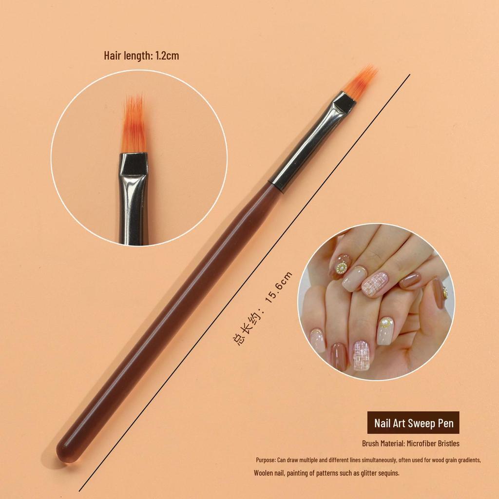 Набор двухсторонних кистей для нейл-арта: Акриловая подставка для ручек, ручки для линейного рисунка и градиента
