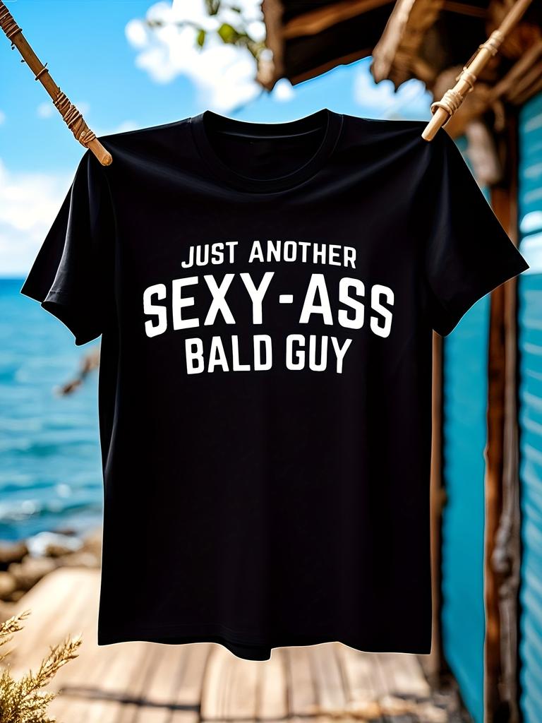 Neck Tops Tees Just Another sex Bald Guy Funny Dad Husband Grandpa Joke Men Humor 100% Cotton Dark gray T-shirt