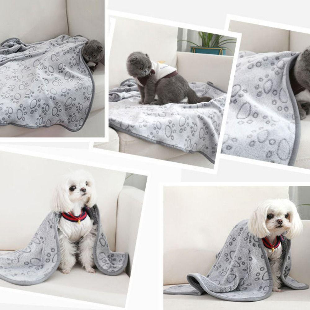 Теплый чехол для коврика для питомца с рисунком из мультфильма, флисовое одеяло для кошек и собак, зимнее одеяло для щенков и котят