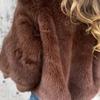 Зимняя женская куртка из толстого искусственного меха, сохраняющая тепло, с высоким воротником, однотонная, с длинными рукавами, для дома, вечеринки, офиса, клуба, отпуска