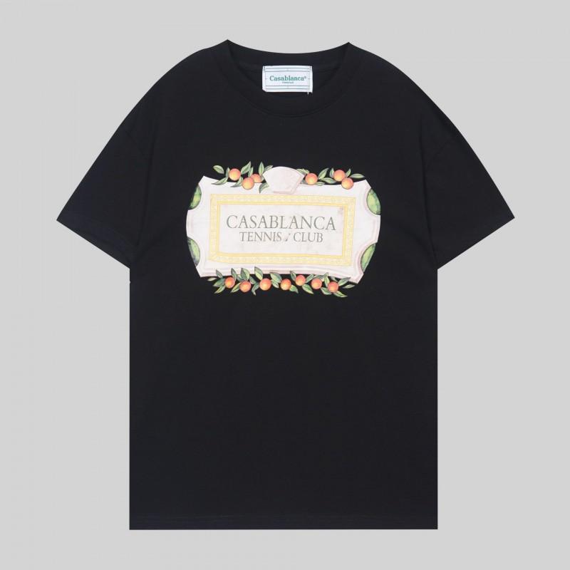 Casablanca Tropical Fruit Print Short Sleeve T-Shirt Teen Boys Casual Loose Fit Crewneck Tee