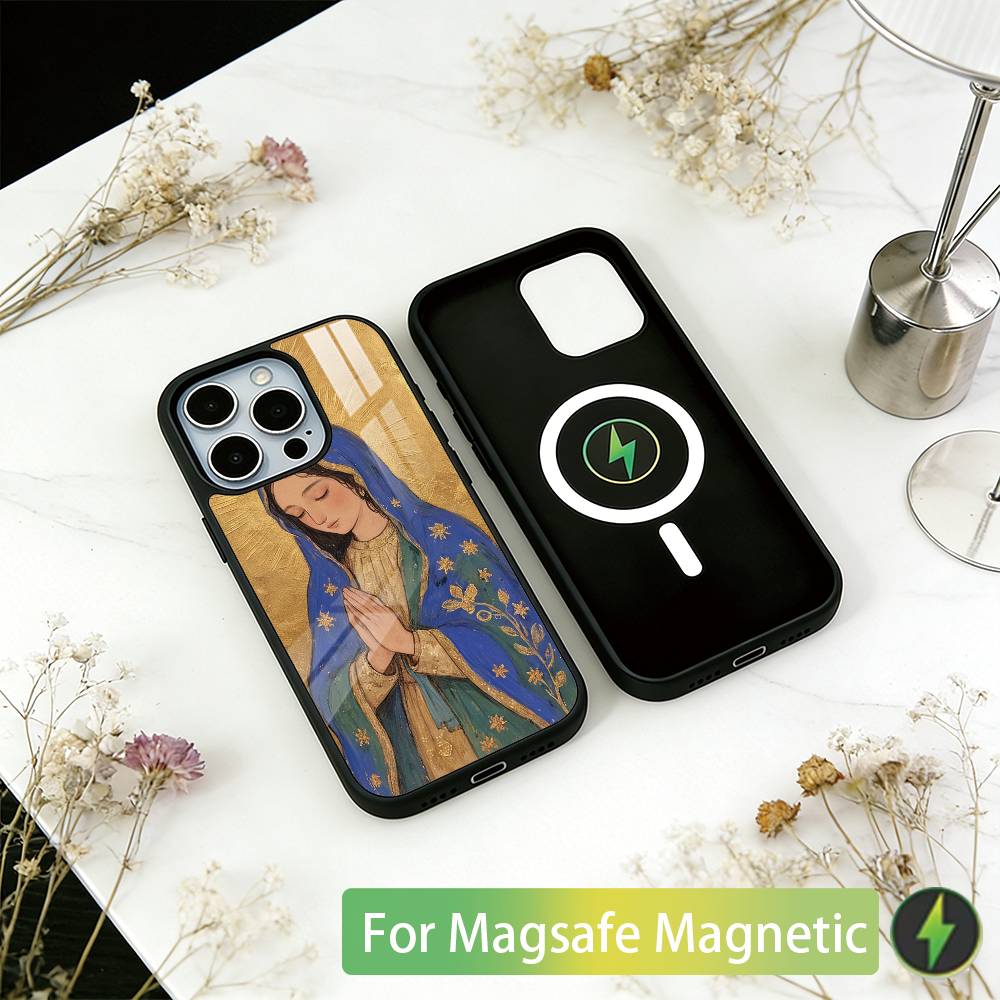 Чехол для телефона V-Virgin Mary Virgin для iPhone17,16,15,14,13,12,11 Plus,Pro Магнитный с беспроводной зарядкой Magsafe