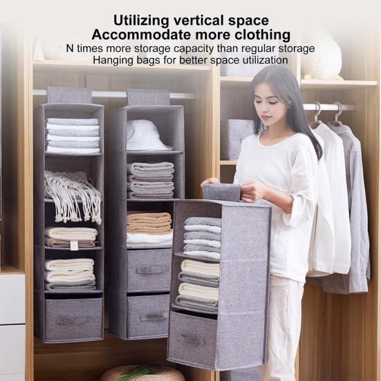 Подвесная сумка для хранения в гардеробе Многослойная противоскользящая большая несущая способность с ящиками Складная одежда Носки Органайзер для хранения нижнего белья