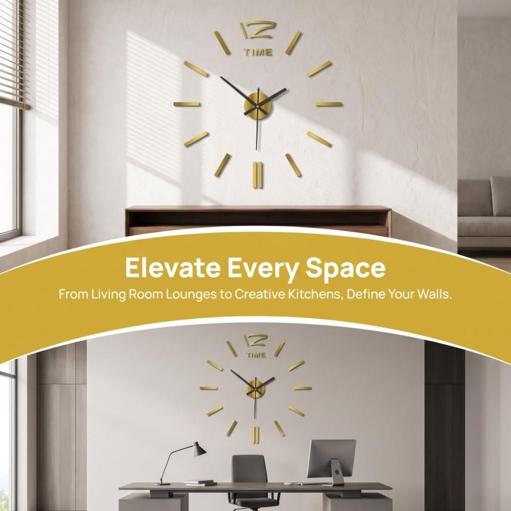 Battery Operated Wall Clock Sticker Frameless Wall Clock Decor DIY Clock Kit Office Decoration