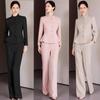 AD Winter Women's High-End Pink Wool Blend Blazer & Pants Set - Elegant Professional Outfit
