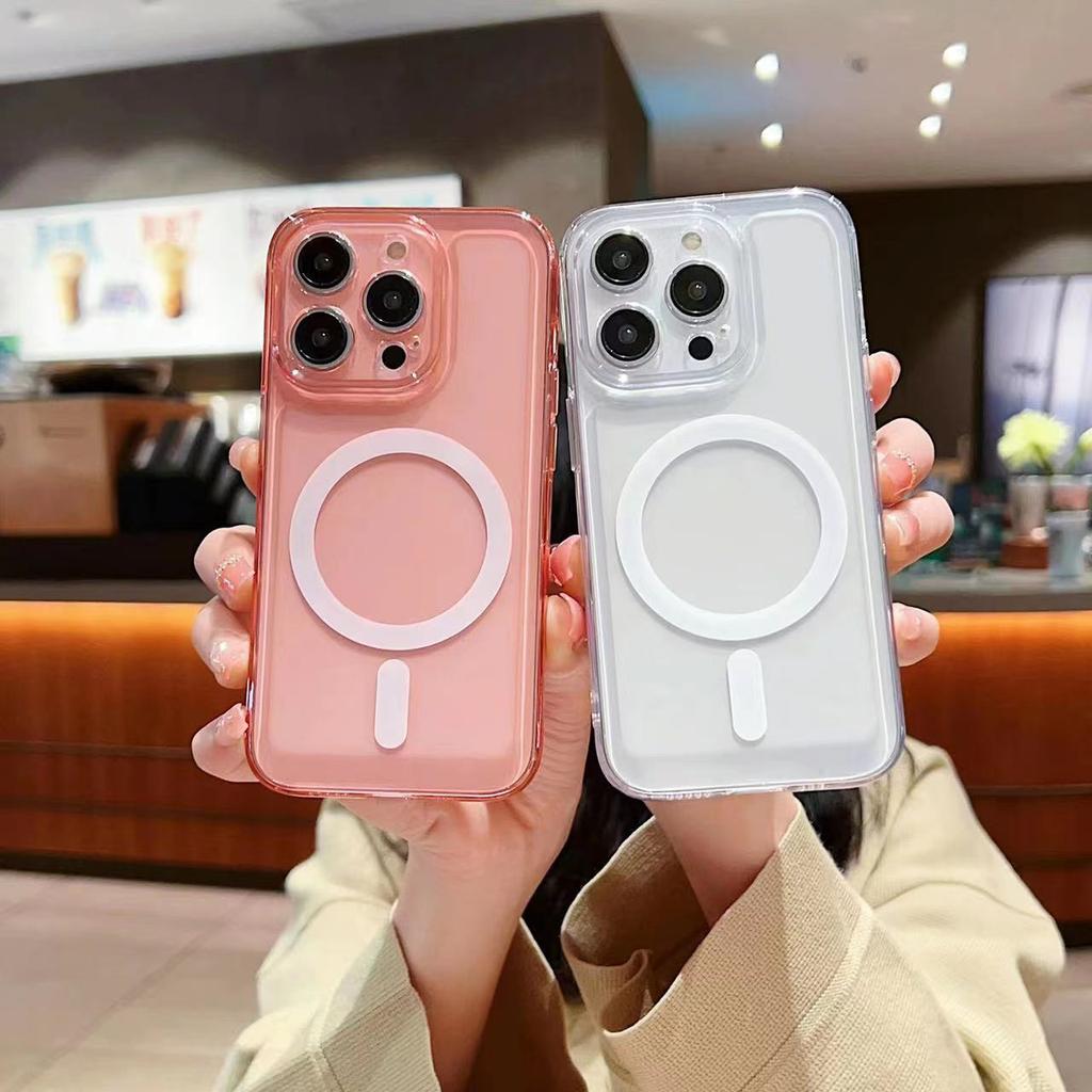 Tpu Magnetic Magnetic Empty Shell Phone Case Is Suitable for Apple 15promax Soft Shell 12/13 Transparent 14-hole Phone Case