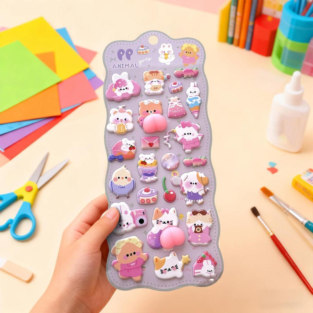 Phone Case Stickers Kids 3D Stickers Self-adhesive Animal Cute Toys Bear Craft Toys For Diary Scrapbook Pencil Case Tablet Etc