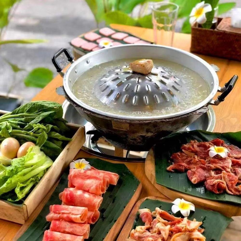 Portable Thai Picnic Grill Pan Multi-function Food Griddle Korean Barbecue Grill Tray Camping
