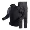 Mens Tactical Cargo Pants With Knee Pads Outdoor Training Combat Uniform Set Camo